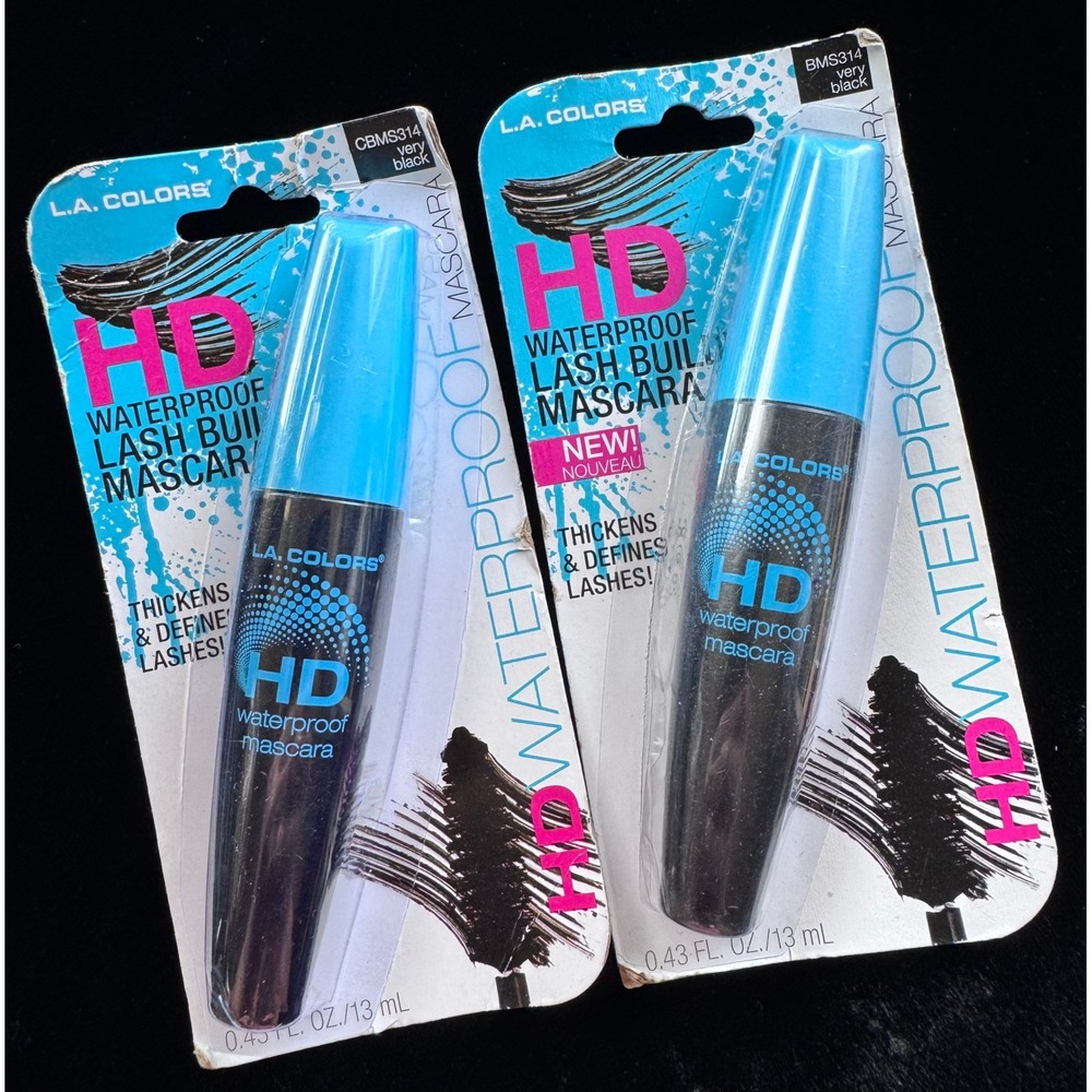 L.A. COLORS HD Waterproof Lash Building Mascara Very Black BMS314 2 Pack NEW